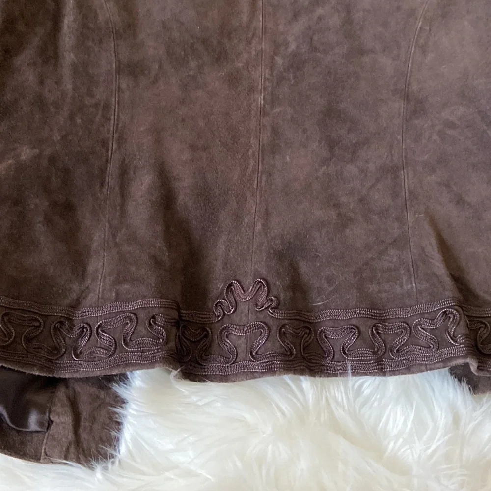 Chico's Chocolate Brown Suede Leather Jacket SZ 1 - Picture 8 of 12